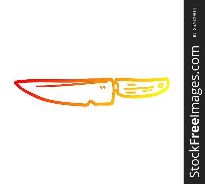 warm gradient line drawing of a cartoon kitchen knife