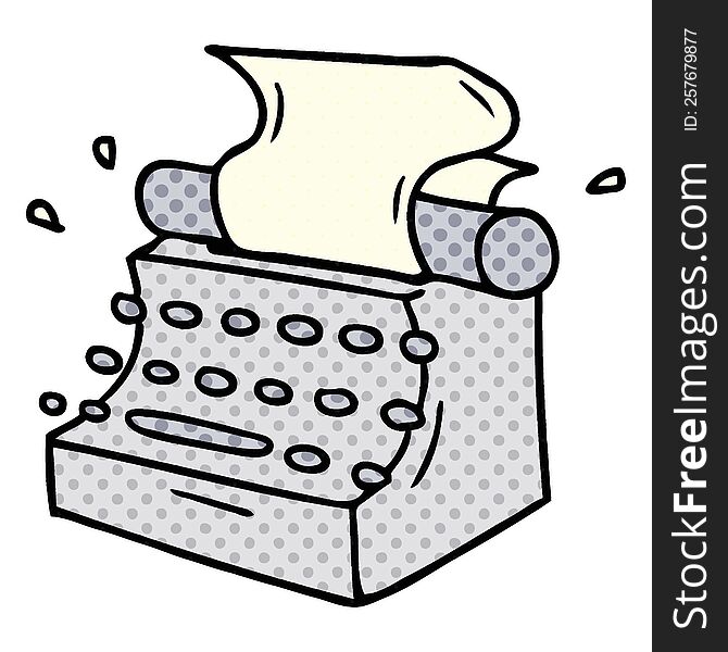 hand drawn cartoon doodle of old school typewriter