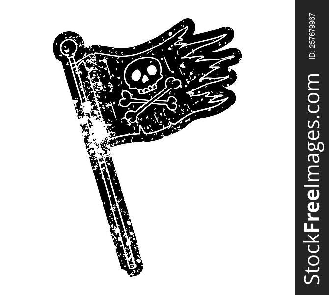 grunge icon drawing of a pirates flag