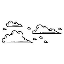 Traditional Black Line Work Tattoo Style Floating Clouds Stock Photo