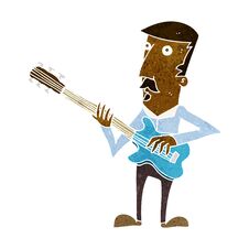 Cartoon Man Playing Electric Guitar Royalty Free Stock Photos