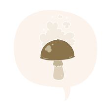 Free Cartoon Mushroom And Spore Cloud And Speech Bubble In Retro Style Stock Images - 257686224