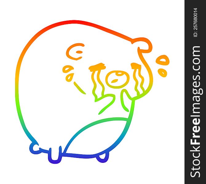 Rainbow Gradient Line Drawing Crying Bear