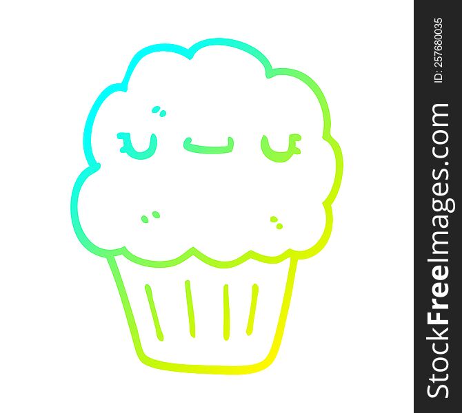 cold gradient line drawing of a cartoon muffin
