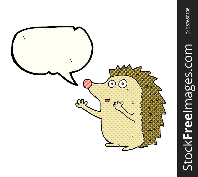 freehand drawn comic book speech bubble cartoon cute hedgehog