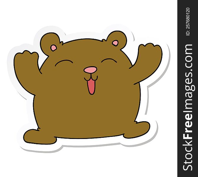 Sticker Of A Quirky Hand Drawn Cartoon Funny Bear