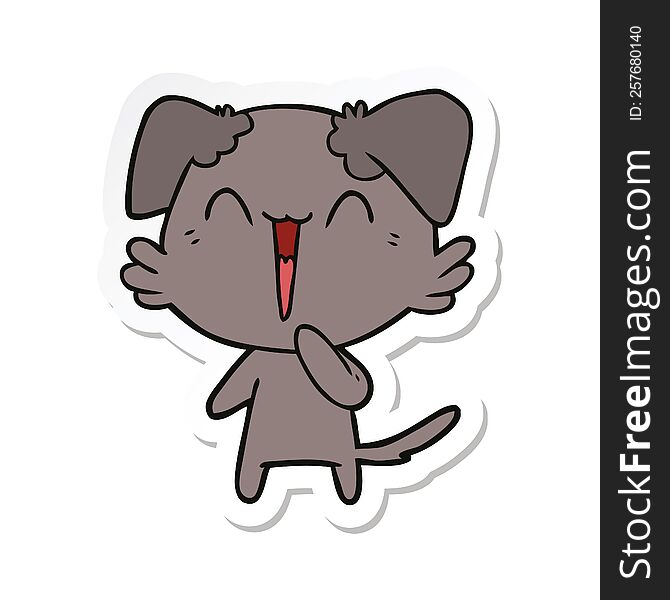 Sticker Of A Laughing Little Dog Cartoon