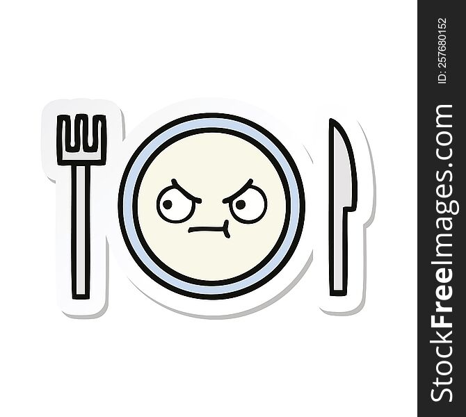 sticker of a cute cartoon dinner plate