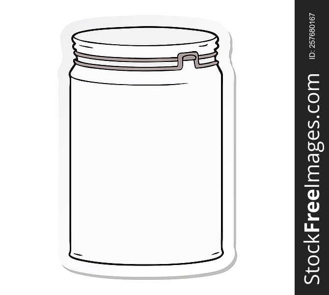 sticker of a cartoon empty glass jar