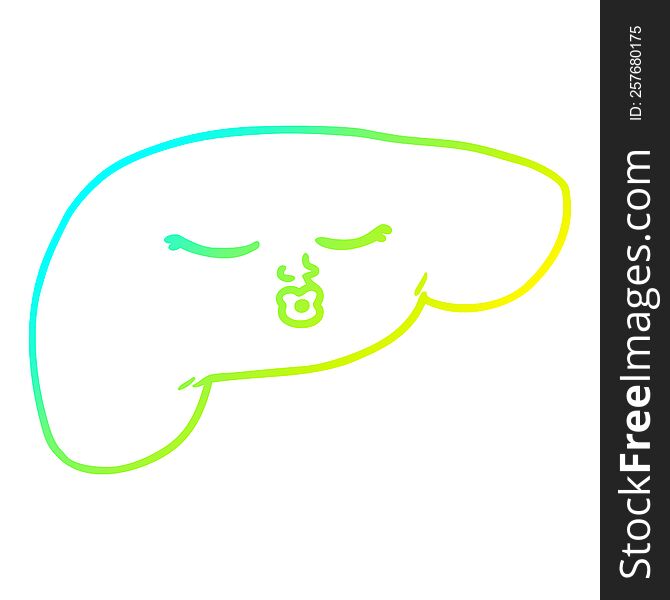 cold gradient line drawing of a cartoon pretty liver