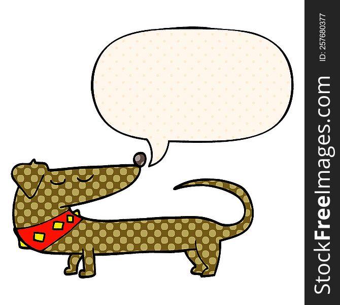 Cartoon Dog And Speech Bubble In Comic Book Style