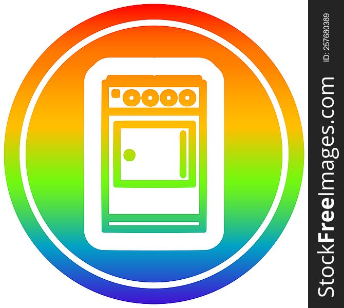 kitchen cooker circular icon with rainbow gradient finish. kitchen cooker circular icon with rainbow gradient finish