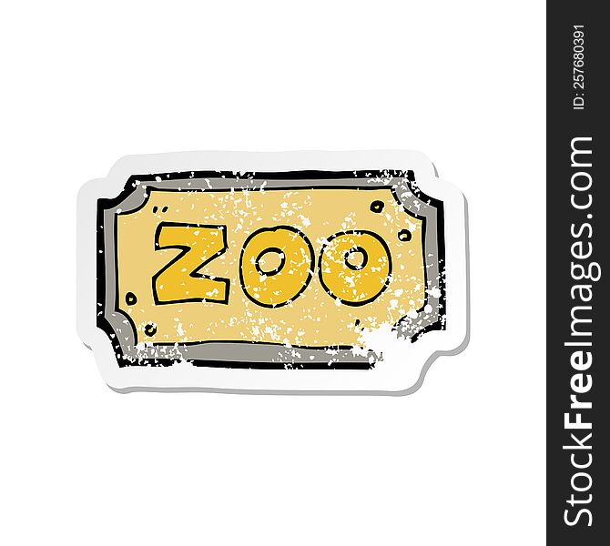 retro distressed sticker of a cartoon zoo sign