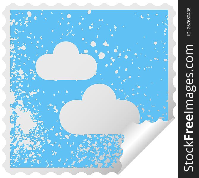 Distressed Square Peeling Sticker Symbol Snow Cloud