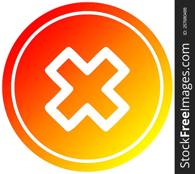 multiplication sign circular icon with warm gradient finish. multiplication sign circular icon with warm gradient finish