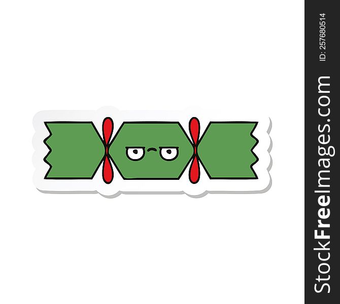 Sticker Of A Cute Cartoon Christmas Cracker