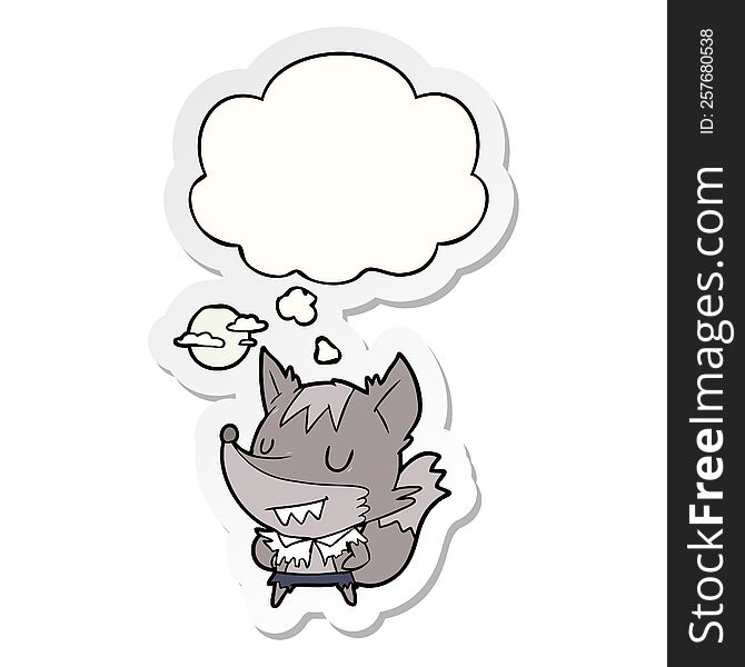 Cartoon Werewolf And Thought Bubble As A Printed Sticker