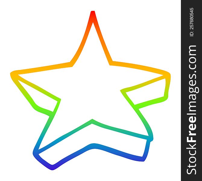 rainbow gradient line drawing of a cartoon shooting star