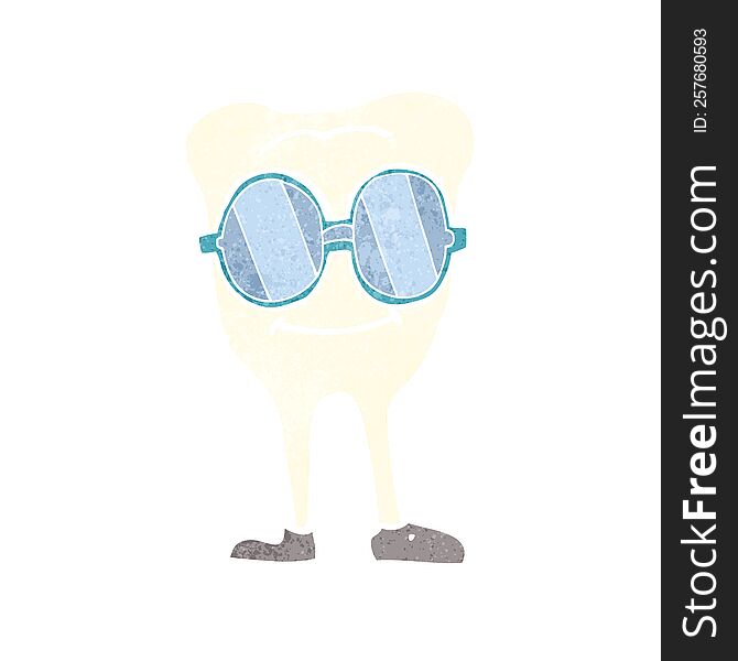 cartoon tooth wearing spectacles