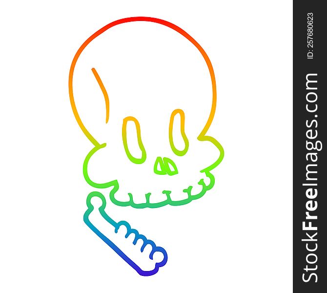 Rainbow Gradient Line Drawing Cartoon Halloween Skull