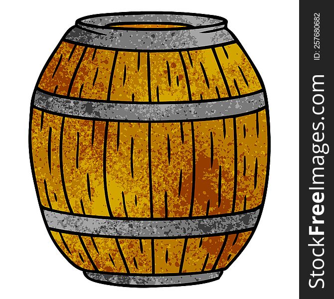 hand drawn textured cartoon doodle of a wooden barrel