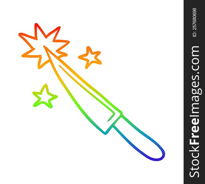 rainbow gradient line drawing of a sharp kitchen knife