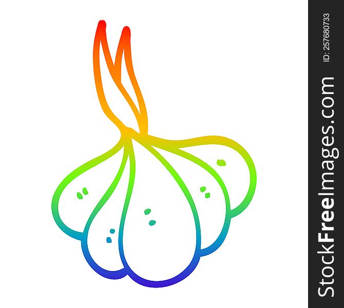 rainbow gradient line drawing of a cartoon sprouting garlic