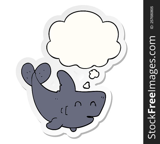 cartoon shark with thought bubble as a printed sticker