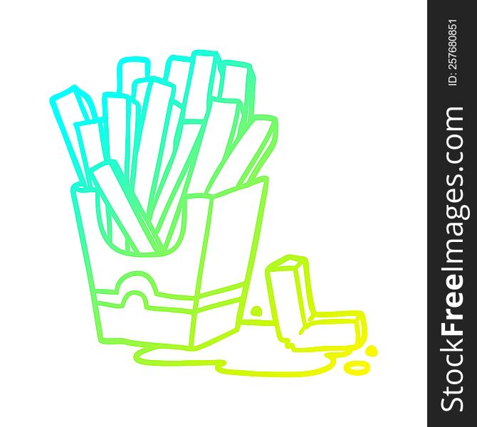 cold gradient line drawing of a junk food fries