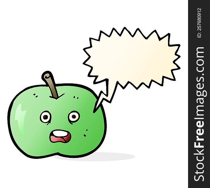 cartoon shiny apple with speech bubble