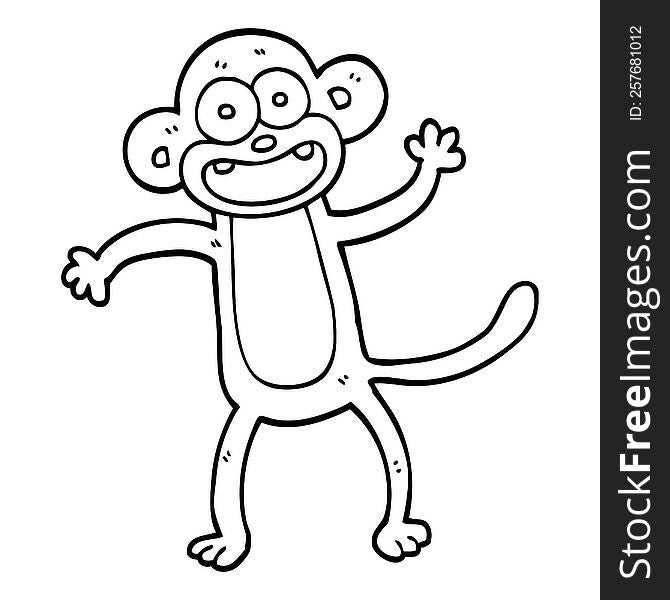 line drawing cartoon crazy monkey