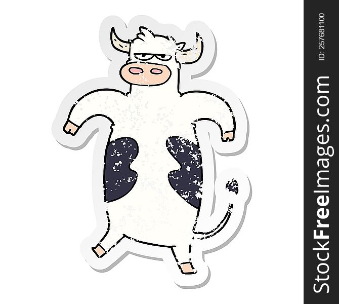 Distressed Sticker Of A Cartoon Bull