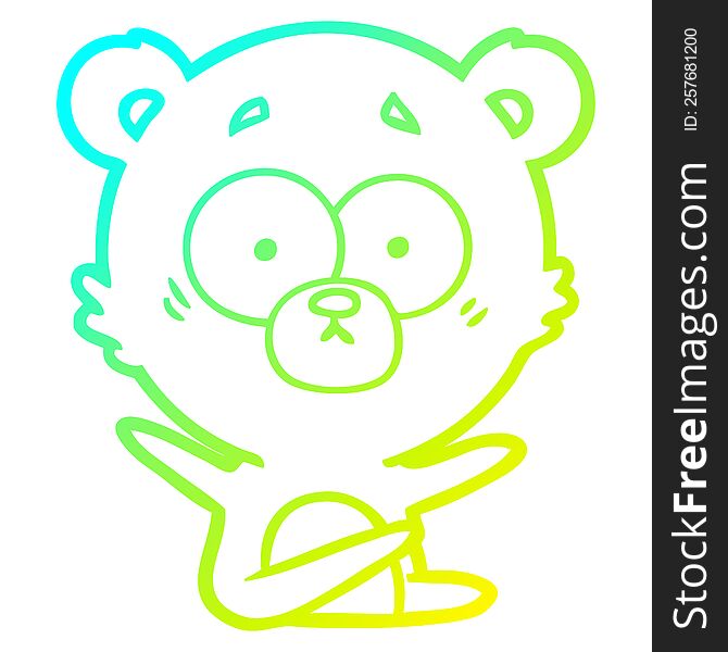Cold Gradient Line Drawing Surprised Bear Cartoon