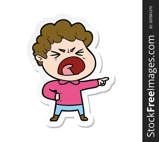 sticker of a cartoon furious man