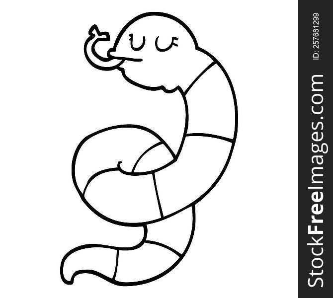 Line Drawing Cartoon Snake Coiled