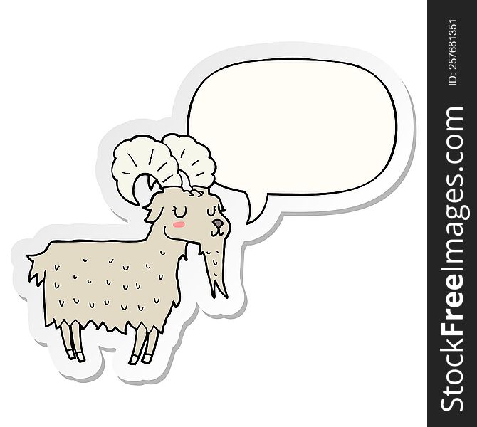 cartoon goat with speech bubble sticker. cartoon goat with speech bubble sticker