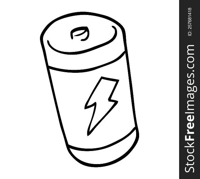 line drawing cartoon of a battery