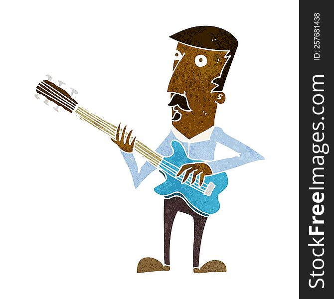 Cartoon Man Playing Electric Guitar