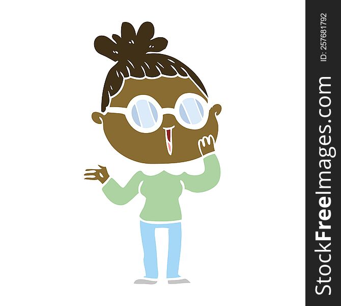 flat color style cartoon surprised woman wearing spectacles