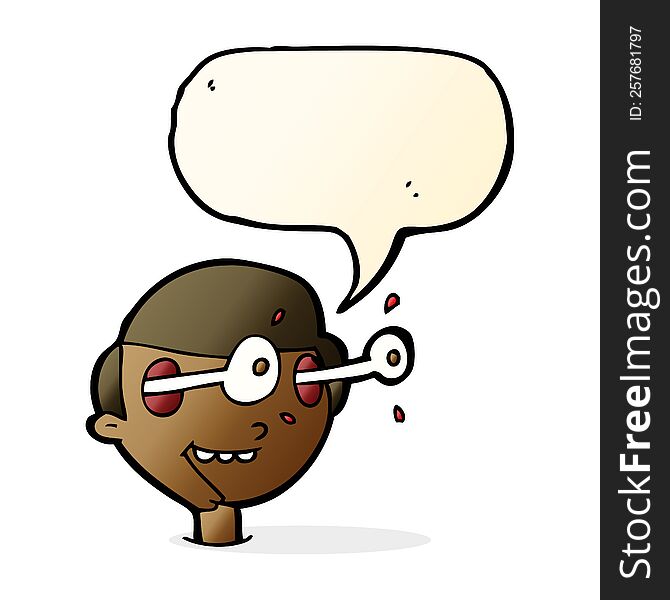 Cartoon Excited Boy S Face With Speech Bubble