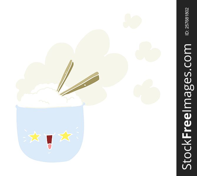 Cute Flat Color Style Cartoon Hot Rice Bowl