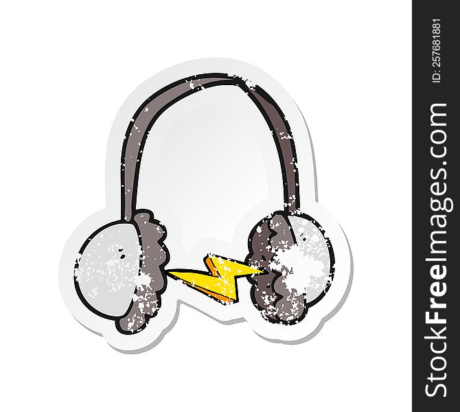 retro distressed sticker of a cartoon headphones