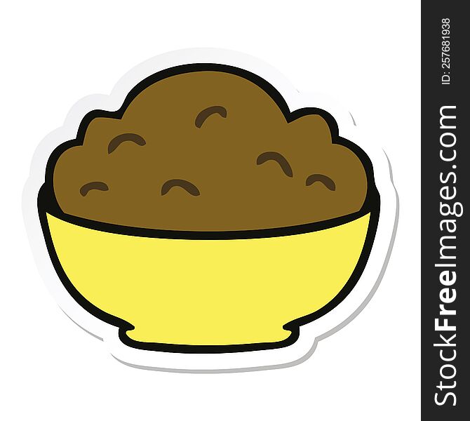 sticker of a quirky hand drawn cartoon bowl of pudding