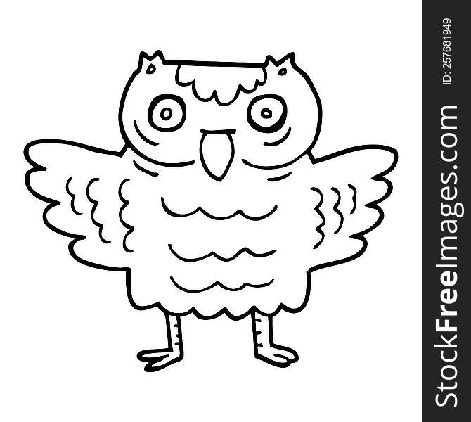 Line Drawing Cartoon Funny Owl