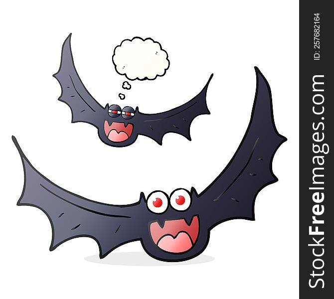 freehand drawn thought bubble cartoon halloween bats