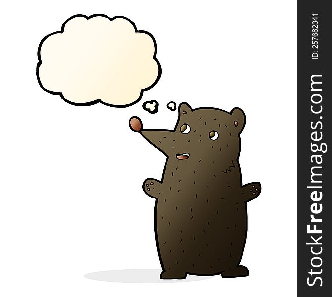 funny cartoon black bear with thought bubble