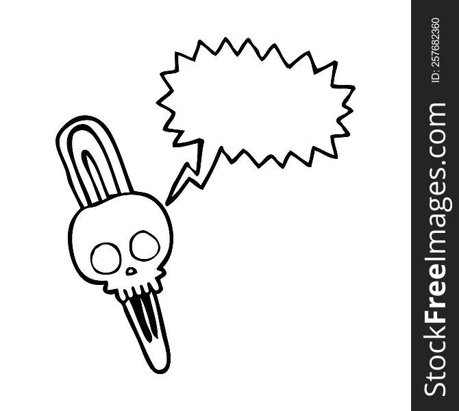 Speech Bubble Cartoon Skull Hairclip