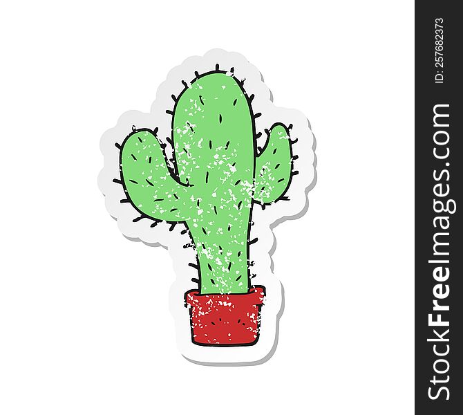 retro distressed sticker of a cartoon cactus