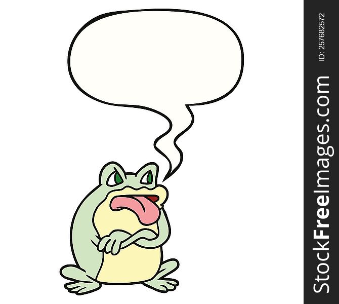 Grumpy Cartoon Frog And Speech Bubble