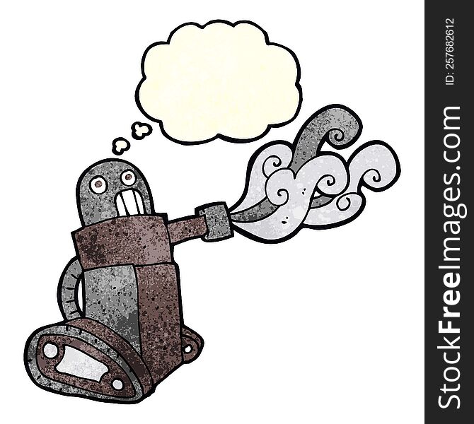 Cartoon Tank Robot With Thought Bubble